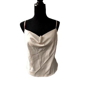 BLUSH MARK Womens Off Pink satin material Sleeveless tank Top Size M NEW